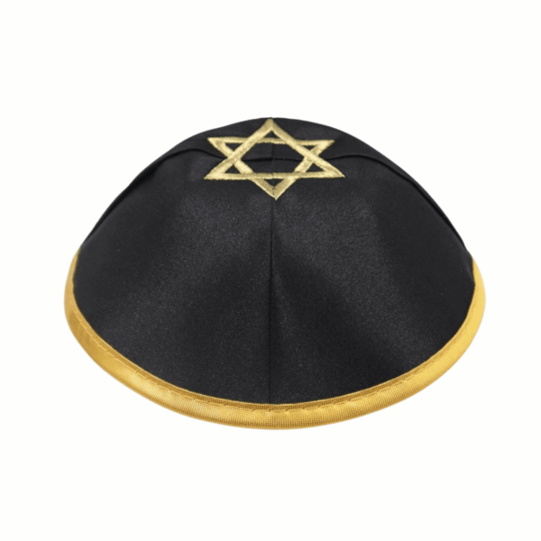 כיפה שחורה עם פס זהב לחתונה
