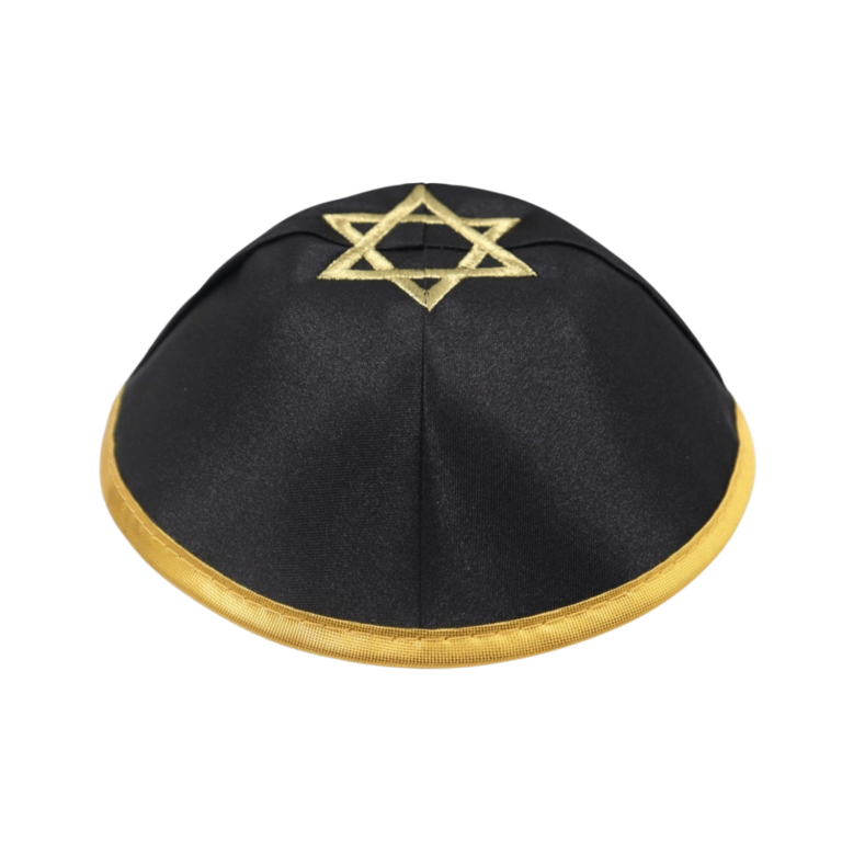כיפה שחורה עם פס זהב לחתונה