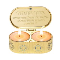פמוט נסיעה מוזהב - דגם פרח